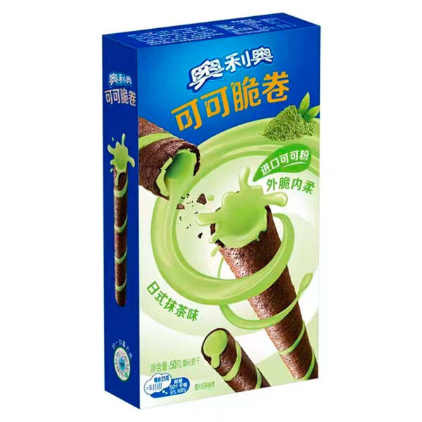 Вафельные трубочки OREO Wafer Roll Matcha со вкусом зелёного чая матча (Китай), 50 г