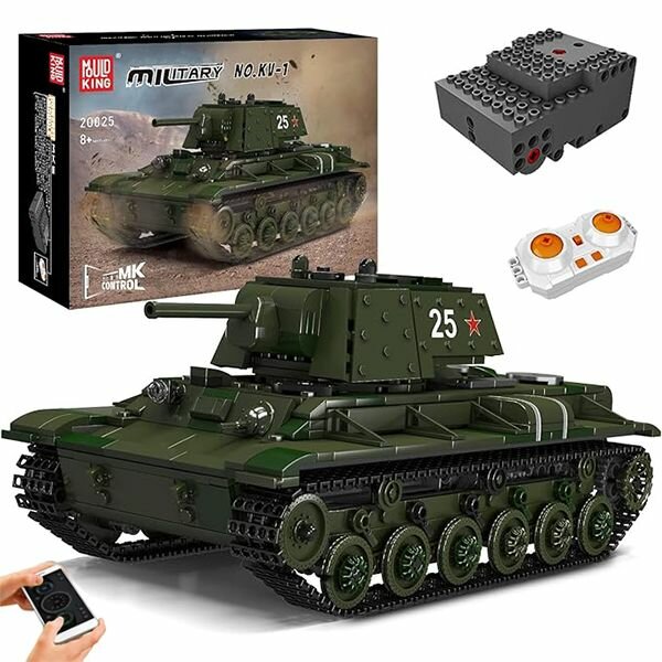 Конструктор Mould King 20025 Тяжелый танк KV-1, 924 Деталей, военный энтузиаст, Игрушки для мальчиков, подарки на день рождения