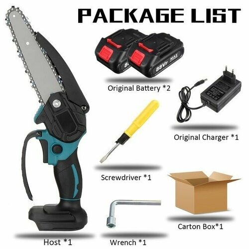 Пила аккумуляторная цепная Violeworks, 2 АКБ, 88Vf, 6 дюймов / Пила электрическая цепная