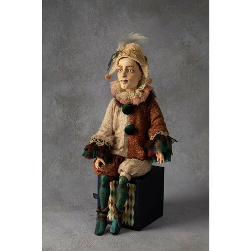 Авторская будуарная кукла Пьеро ручной работы, интерьерная авторская будуарная кукла буратино ручной работы коллекционная