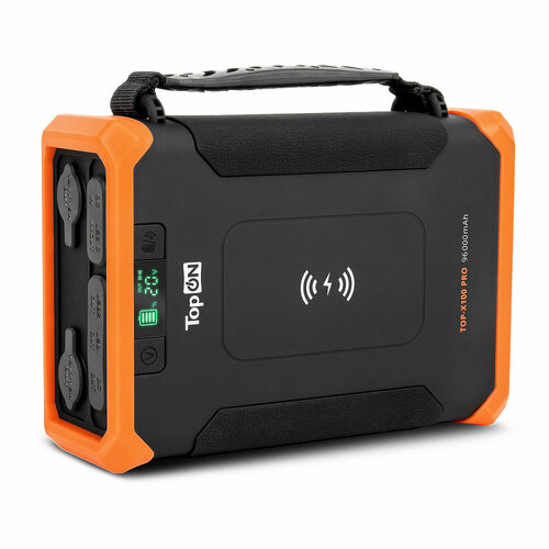 TopON TOP-X100 PRO 96000mAh DC 84W Type-C PD 60W 2 USB QC30 18W Qi 10W 2 авторозетки 180W фонарь защита от брызг LiFePO4 2688000₽