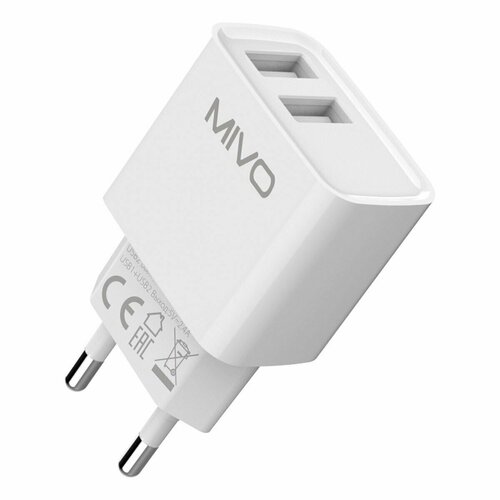 Сетевое зарядное устройство Mivo MP-228/2 USB белый