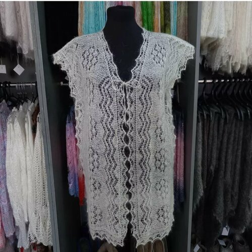 Кардиган Орчанка, прямой силуэт, размер 50/52, белый