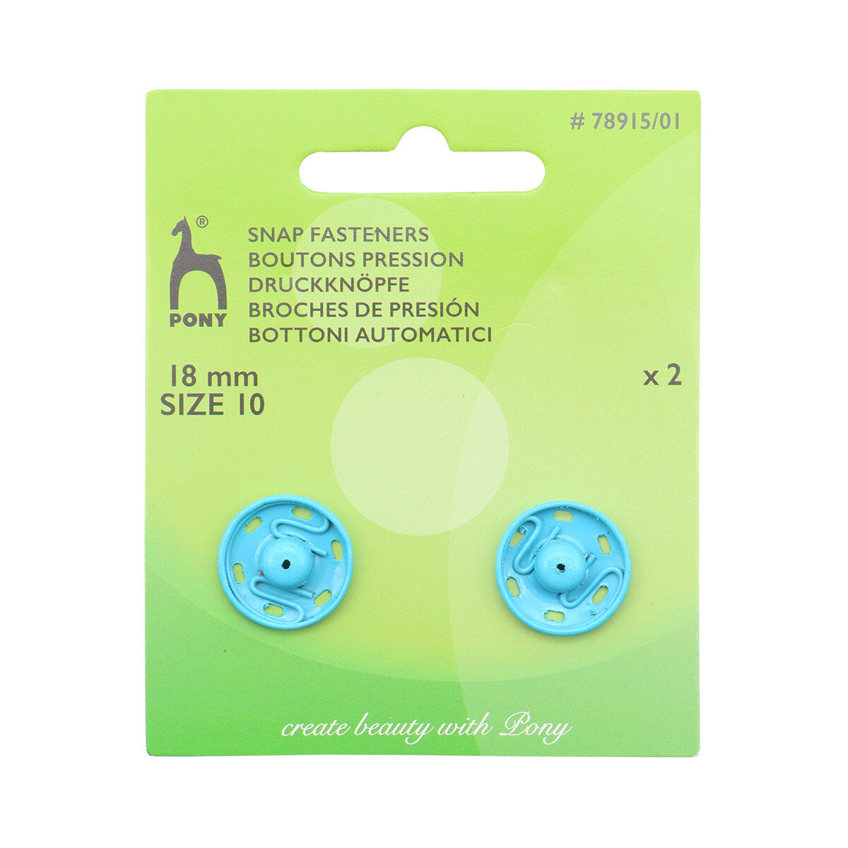 78915/01 Кнопки для одежды пришивные 18 мм, металл, синий, 2 шт PONY