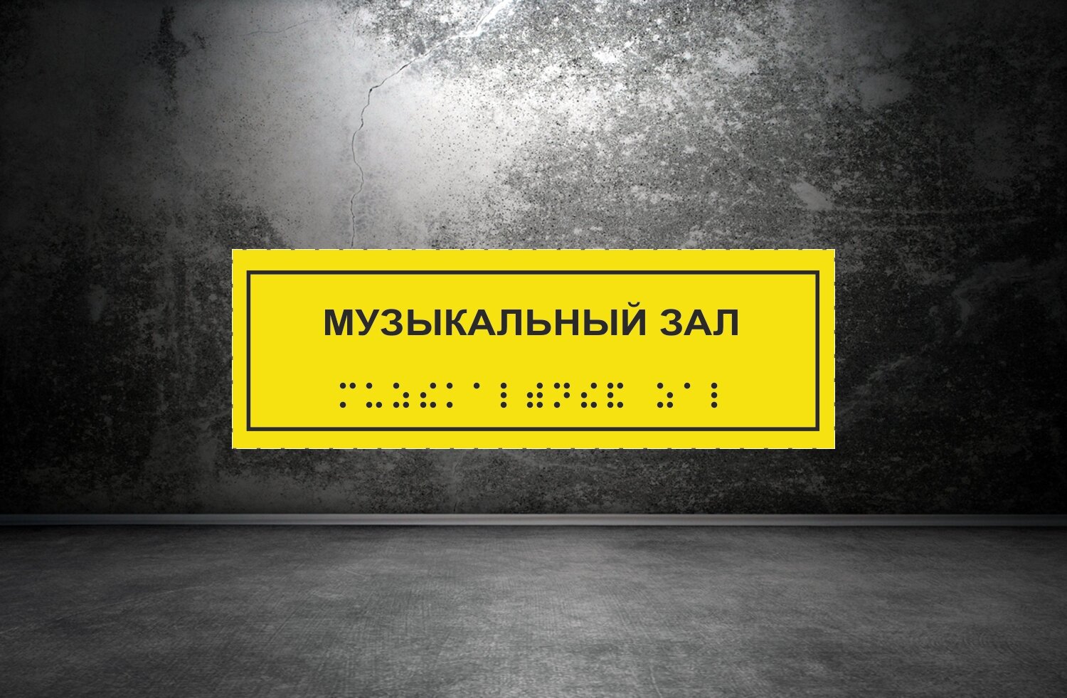 Таблички Брайля / Тактильная табличка ГОСТ со шрифтом Брайля "музыкальный ЗАЛ" 300х100мм