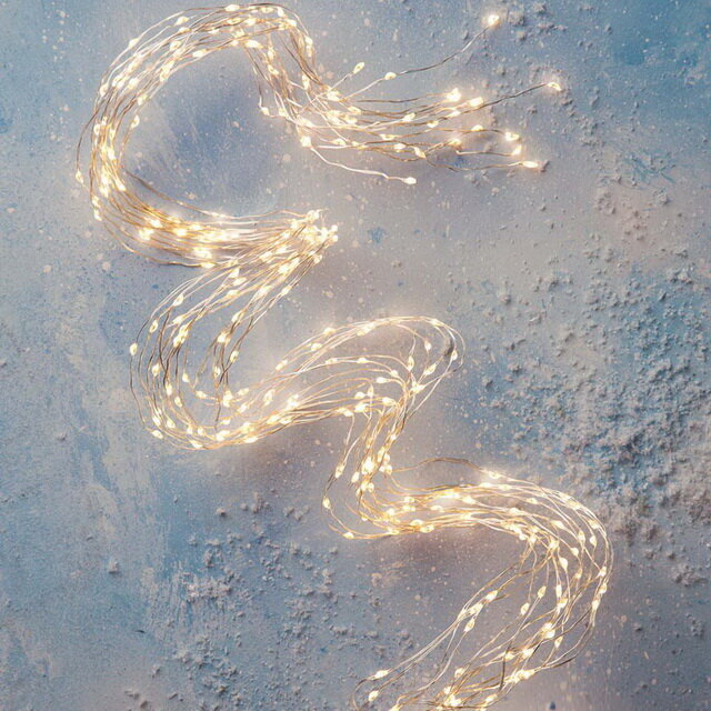 Гирлянда Лучи Росы 10*2 м 200 теплых белых мини LED ламп с мерцанием серебряная проволока IP44 Koopman AX8702620-1