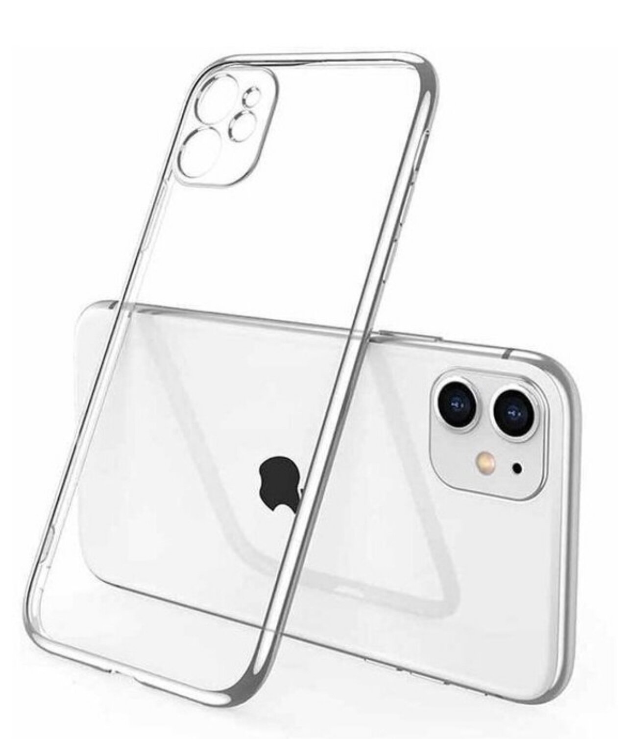 Чехол на Apple iPhone 11 с защитой камеры / прозрачный / силиконовый для айфон 11