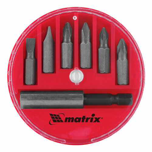Набор бит matrix 11392, 7 предм., красный набор бит matrix 11392 магнитный адаптер для бит сталь 45х 7 предметов пластиковый бокс