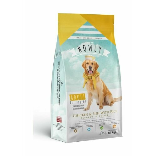Howly - Сухой корм для взрослых собак, с курицей и рыбой pp62740 15 кг