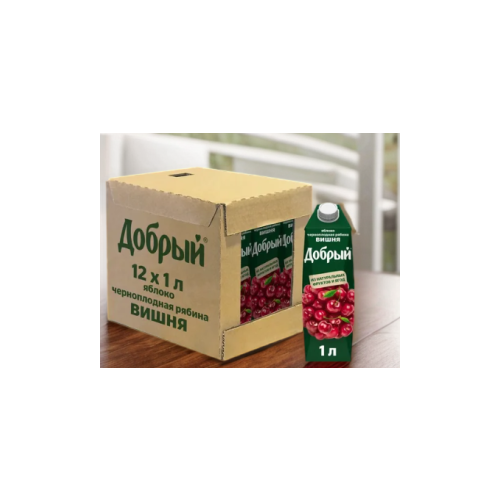 Добрый Вишня-Яблоко-Черноплодная рябина, 1л, упаковка 12 шт