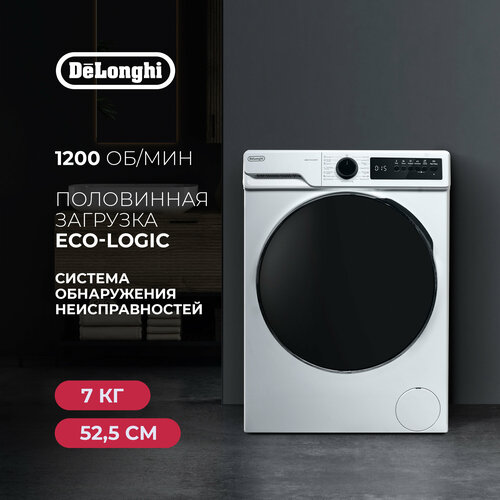 Стиральная машина DeLonghi DWM 724 ALICIA 53 см, 7 кг, отсрочка старта, 15 программ, половинная загрузка Eco-Logic