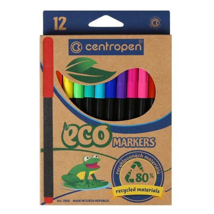 Фломастеры Centropen Eco Tri 12 цветов из пищевых красителей - фото №19