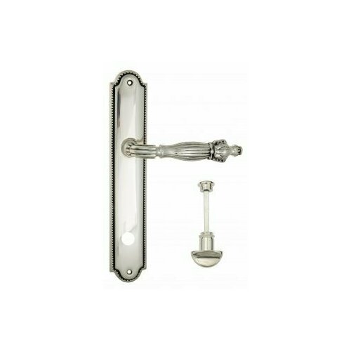 Дверная ручка Venezia OLIMPO WC-2 на планке PL98 натуральное серебро + черный