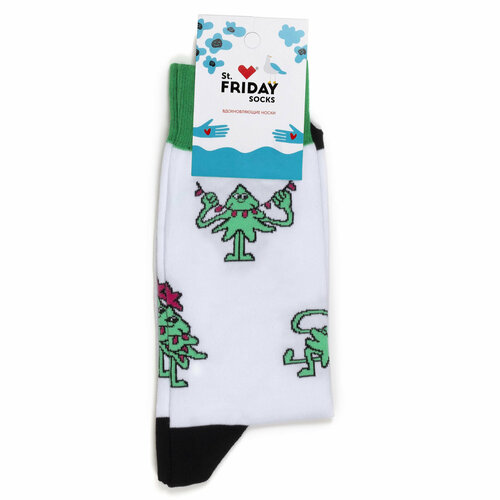 детские носки st friday socks баба яга васнецов размер 24 26 Носки St. Friday Новогодние носки, размер 38-41, белый, черный, зеленый