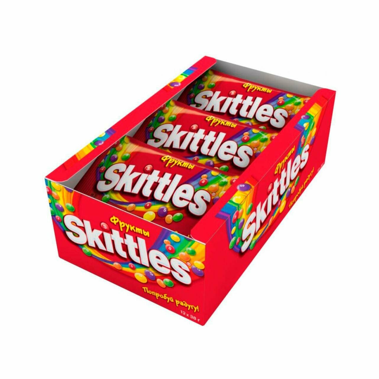 Skittles жевательные конфеты в сахар глазури Фрукты 12 шт 38 гр