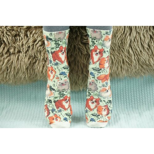 фото Носки шерстянки, размер 35/38, коричневый, белый