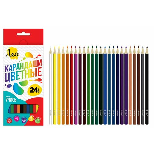 Набор цветных карандашей 24 цв. Учись ЛеоШколаСад набор акварельных карандашей учись школасад 24 цвета