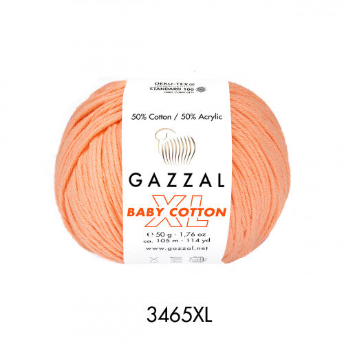 Пряжа Baby Cotton XL Gazzal (3465), 50 г, 105м, 50% хлопок, 50% акрил (2 шт.)