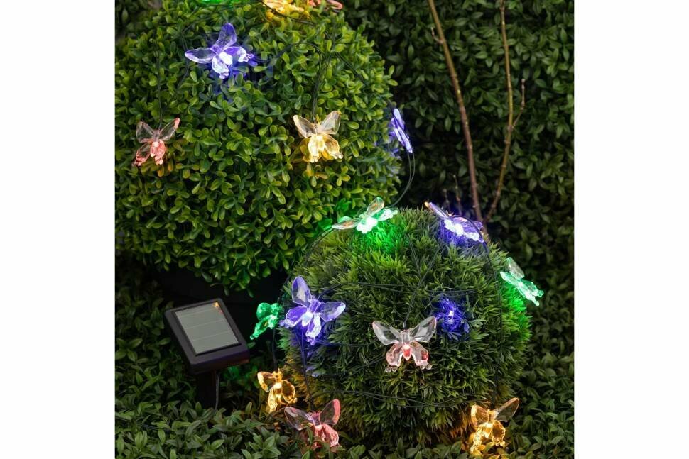 фото Садовая гирлянда ЭРА ERASF22-15 на солнечной батарее, Бабочки, 20 LED, 5.8 м Б0053364