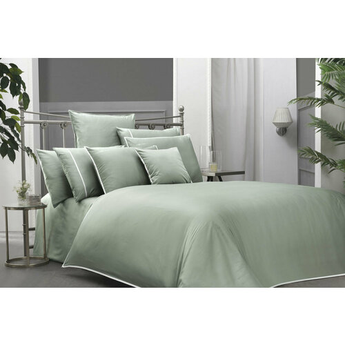 Сатиновое постельное белье Sartoria v13 Sarev (хаки), Евро Макси (наволочки 50x70)