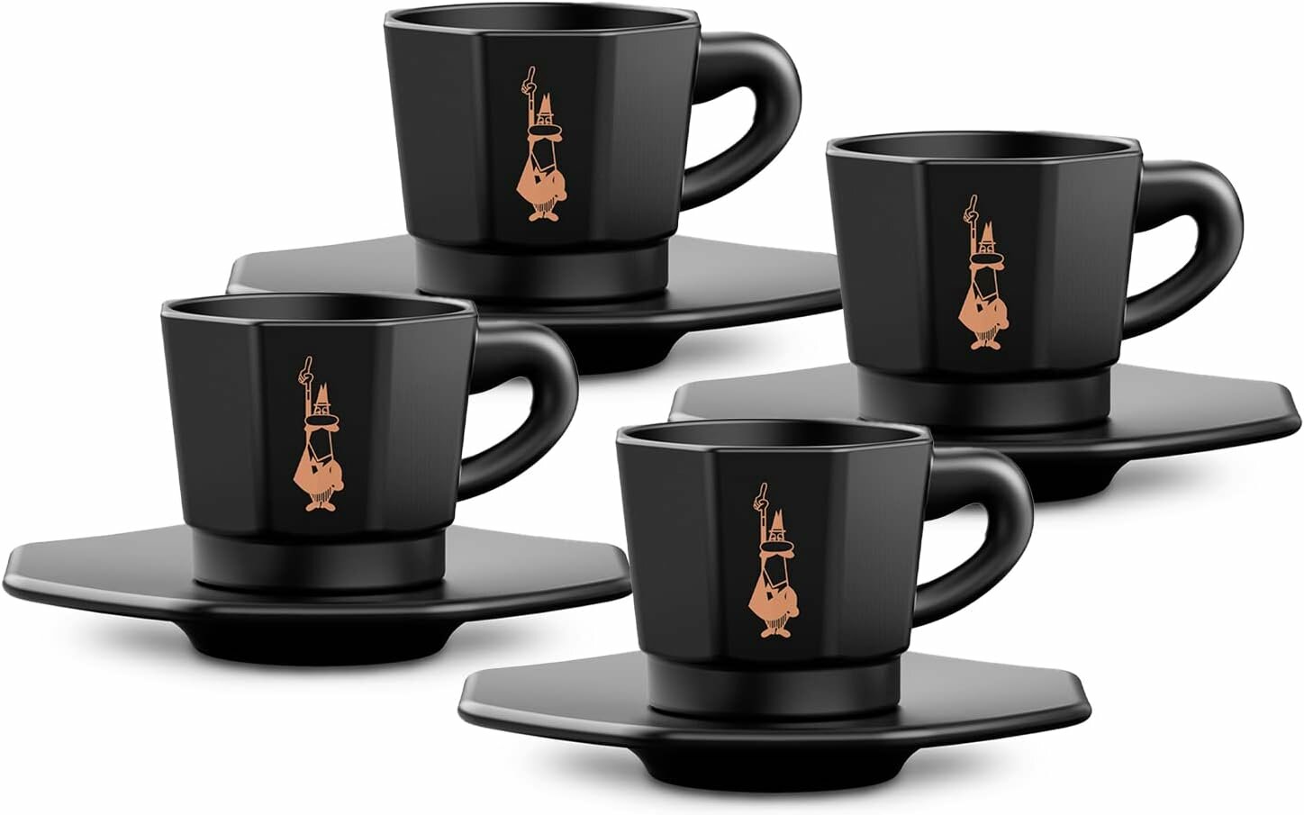 Bialetti RTATZ403 чашки для эспрессо с блюдцами Set of 4 Black