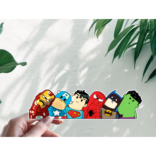 Наклейка Стикер Супергерои смотрят боком 20 см