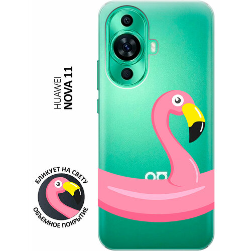 Силиконовый чехол с принтом Flamingo Swim Ring для Huawei nova 11 / Хуавей нова 11 силиконовый чехол на huawei nova 8 хуавей нова 8 silky touch premium с принтом swan swim ring желтый