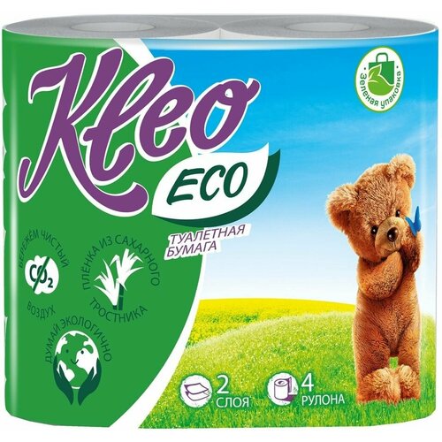 Туалетная бумага Kleo Eco 4 рулона 2 слоя х3шт