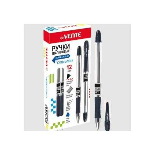 Ручка шариковая deVente SOfficeMax набор 12 штук, черная 0.7 мм, масляная основа