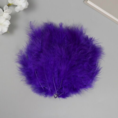 Перо декоративное гусиное пуховое Фиолетовое набор 40 шт h=10-15 см
