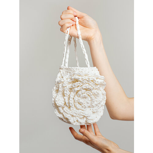 фото Сумка пляжная evgrafova, фактура вязаная, белый