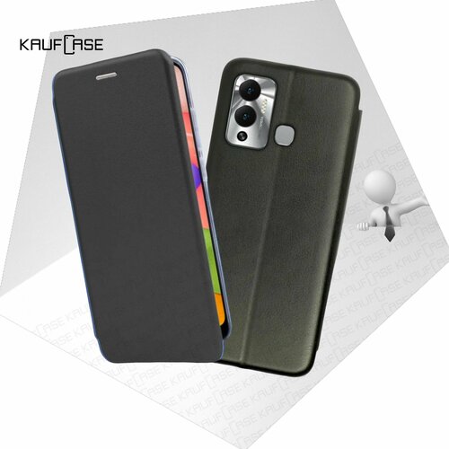 Чехол книжка KaufCase для телефона Infinix Hot 12 Play NFC (X6816D) (6.82), черный. Трансфомер