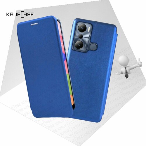 Чехол книжка KaufCase для телефона Infinix Hot 20i (X665E) (6.6), синий. Трансфомер чехол книжка kaufcase для телефона infinix hot 20 x6826b 6 82 темно зеленый трансфомер