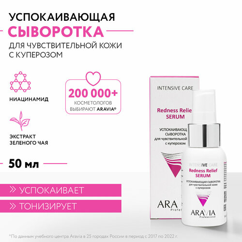 ARAVIA Успокаивающая сыворотка для чувствительной кожи с куперозом Redness Relief Serum, 50 мл успокаивающая сыворотка для лица aravia professional redness relief serum 50 мл