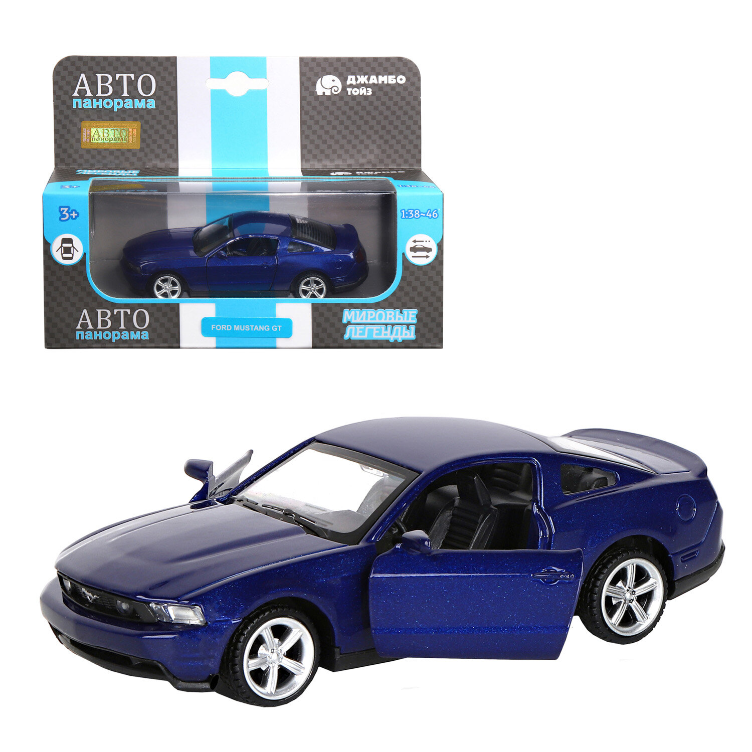 Масштабная модель автопанорама JB1200129 Ford Mustang GT синий 1:43