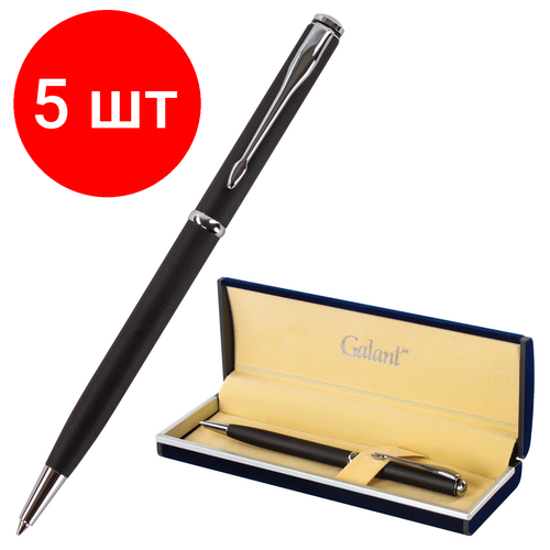 Комплект 5 шт, Ручка подарочная шариковая GALANT Arrow Chrome Grey, корпус серый, хромированные детали, пишущий узел 0.7 мм, синяя, 140652