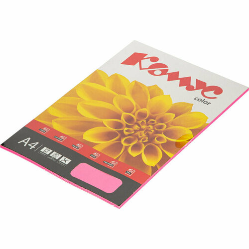 Бумага цветная Комус Color (малиновый неон) 75+-5гр, А4, 50 л, 1822099