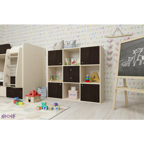 Детский стеллаж Джери Ярофф, дуб молочный / венге