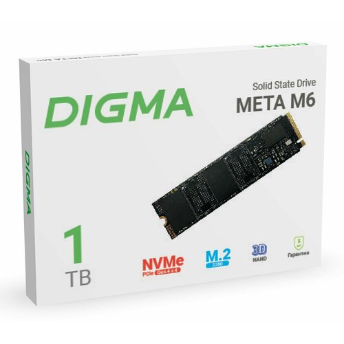 Накопитель SSD Digma PCIe 4.0 x4 1TB DGSM4001TM63T Meta M6 M.2 2280 накопитель ssd transcend pci e 3 0 x4 1tb ts1tmte115s 115s m 2 2280 0 2 dwpd