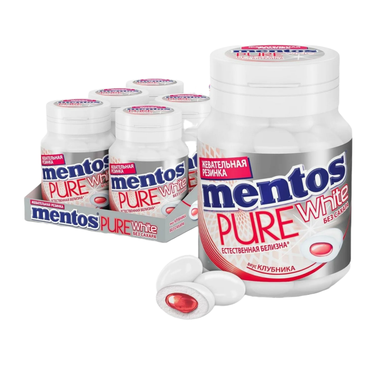 Mentos Жевательная резинка Pure Fresh Клубника 6 шт по 54 г - фотография № 2