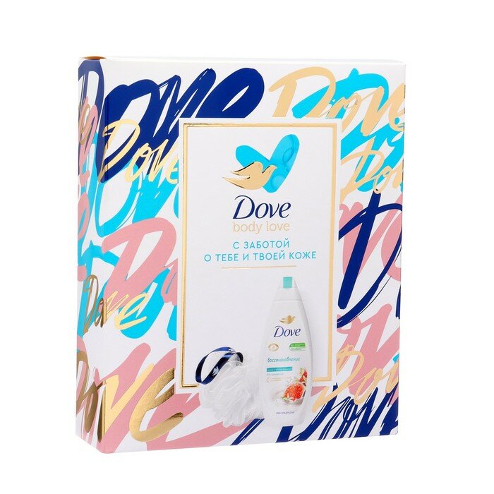 Подарочный набор Dove Коллекция нежное очищение 2023, гель для душа 250 мл + мочалка - фото №18