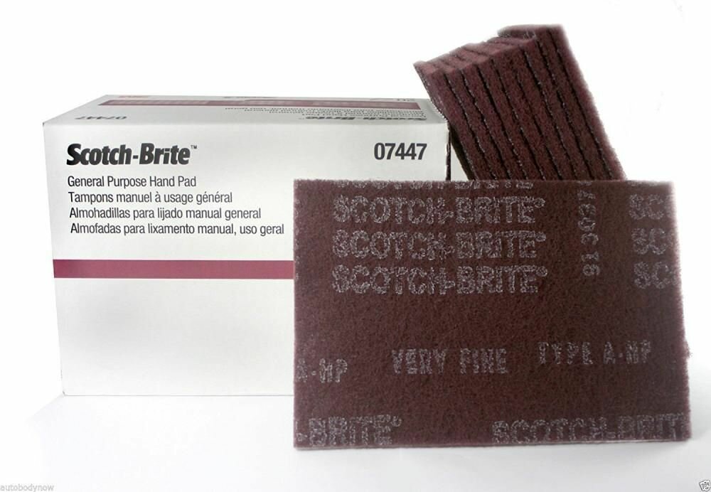 Шлифовальный войлок 10шт. 3M скотч брайт Scotch-Brite A VFN бордовый 158мм х 224мм упаковка - 10 шт 07447