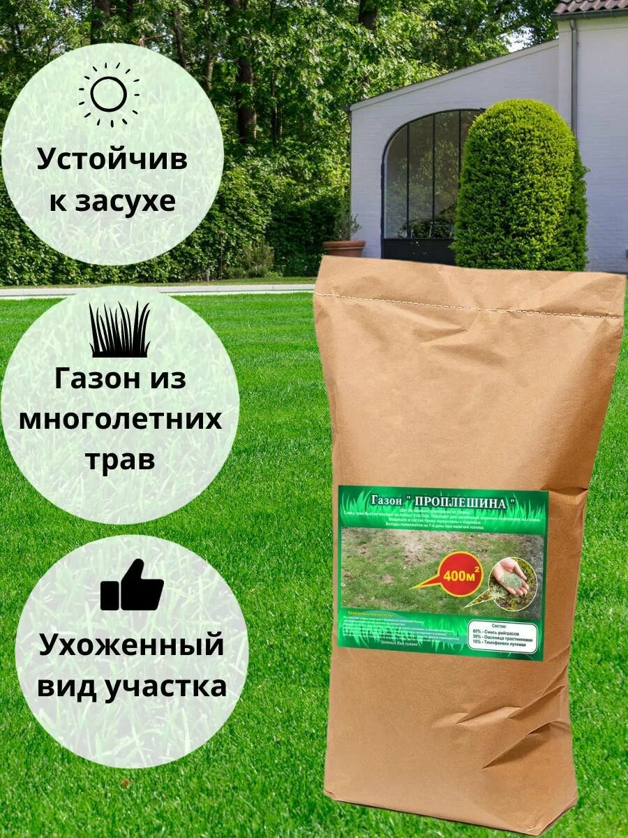 Газонная трава семена "Проплешина", 20 кг, Зеленстрой