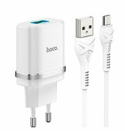 Сетевое зарядное устройство + кабель microUSB, белый