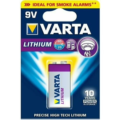 Батарейка Varta Lithium (9V, 1 шт.) (06122301401) батарейка старт 6lr61 bl1 типоразмер крона 1 шт