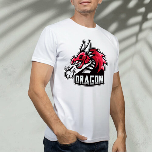 Футболка, размер 48 (М), черный, красный