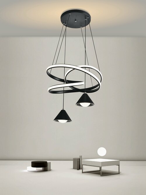 Светодиодная люстра подвесная VertexHome VER-705BK стиль модерн, на кухню, в детскую, в спальню, в гостиную