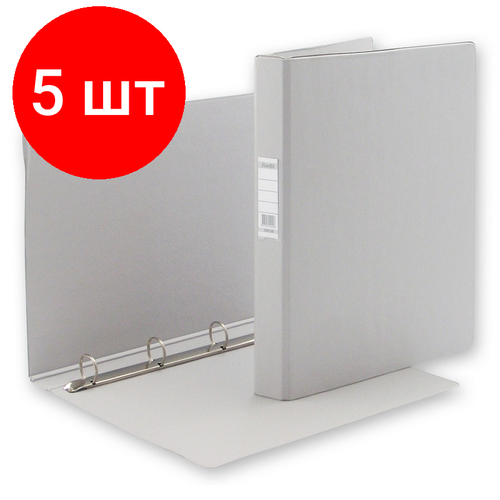 Комплект 5 штук, Папка на 4-х кольцах BANTEX 35мм 1301-05 серая