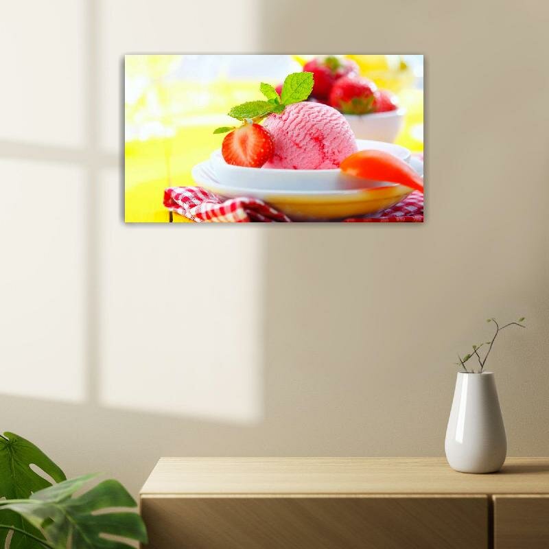 Картина на холсте 60x110 LinxOne "Ice cream мороженое" интерьерная для дома / на стену / на кухню / с подрамником