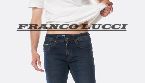 Джинсы Franco Lucci Джинсы мужские зауженные Franco Lucci имеющие в составе ткани эластан., размер 29, синий